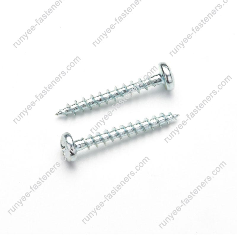 Phillips pan head chipboard screws with coarse threads